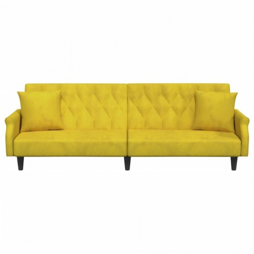 Sovesofa med armlæn velour gul