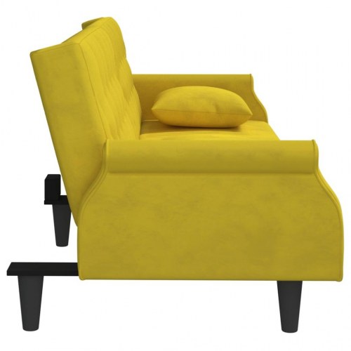 Sovesofa med armlæn velour gul