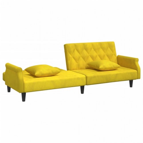 Sovesofa med armlæn velour gul