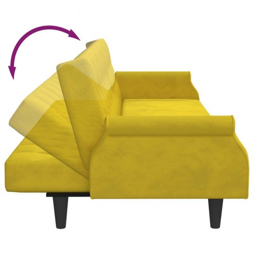 Sovesofa med armlæn velour gul
