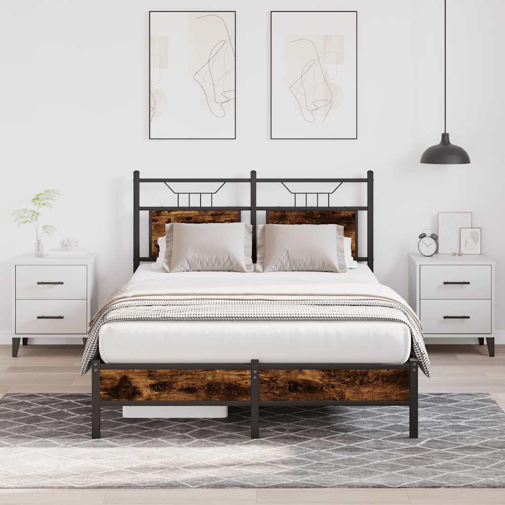 Sengeramme Uden Madras Konstrueret Træ Røget Eg - med sengegavl og lavt fodgærde / 120 x 190 cm