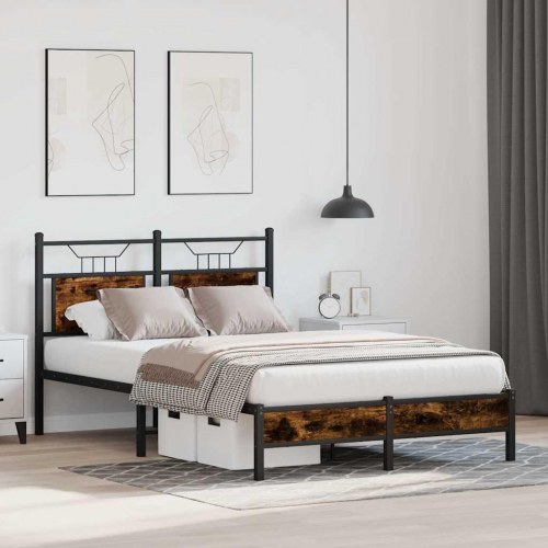 Sengeramme 120 x 190 cm uden madras med sengegavl - røget eg