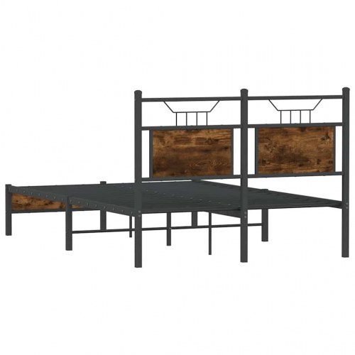 Sengeramme 120 x 190 cm uden madras med sengegavl - røget eg