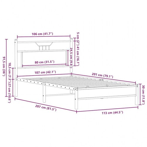 Sengeramme med sengegavl 107 x 203 cm - sonoma-eg