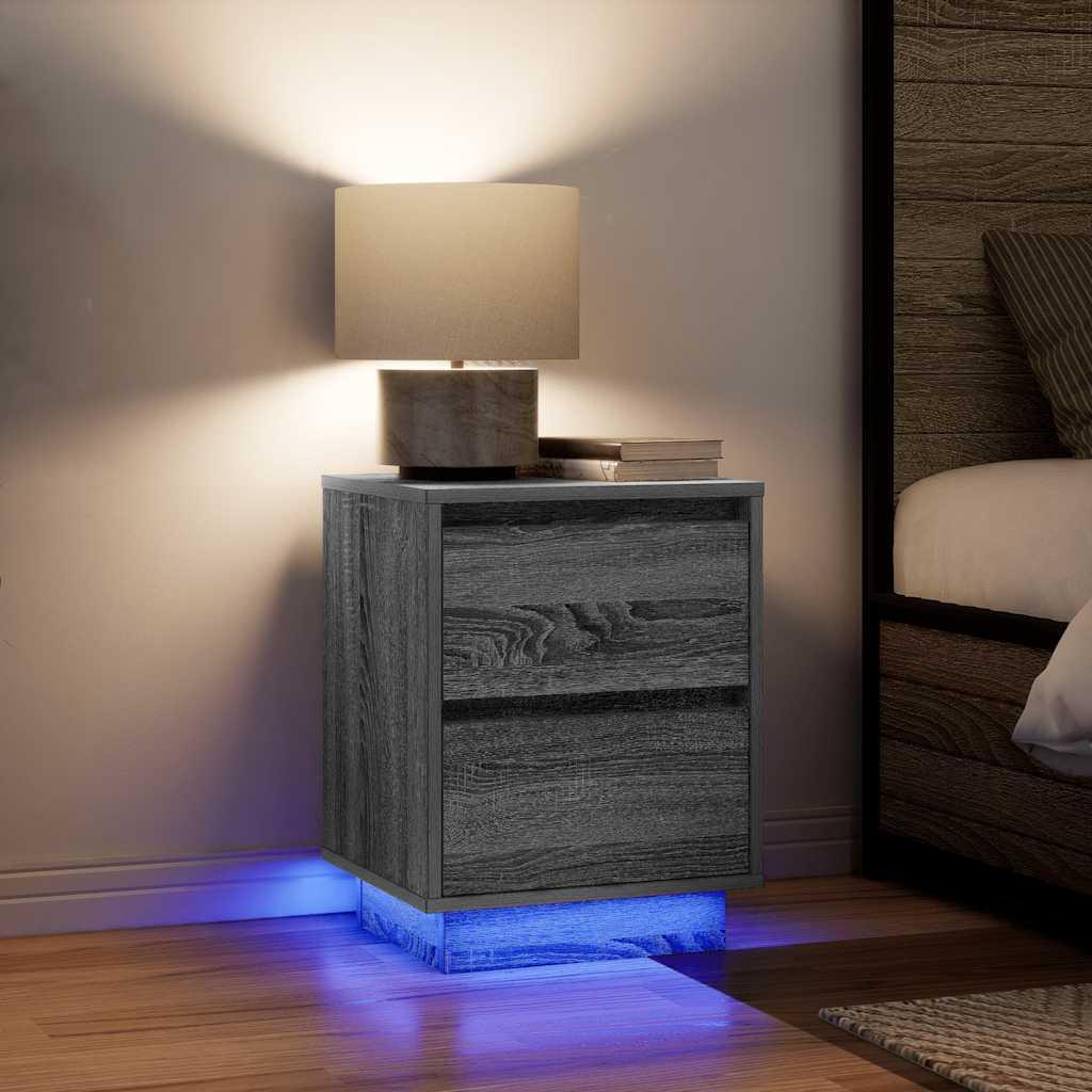 Sengeskab Med Led-Lys 38X34X - 2 / Grå sonoma-eg / 50 cm