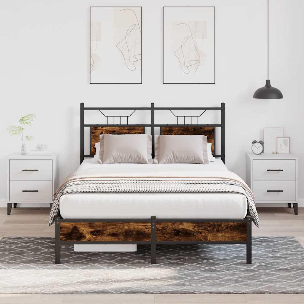 Sengeramme Uden Madras Konstrueret Træ Røget Eg - med sengegavl og lavt fodgærde / 120 x 200 cm