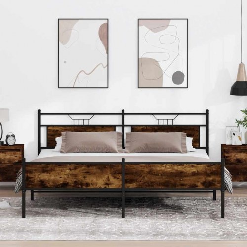 Sengeramme uden madras 200 x 200 cm - røget egetræ