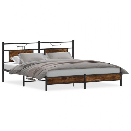 Sengeramme med sengegavl 183 x 213 cm - røget eg