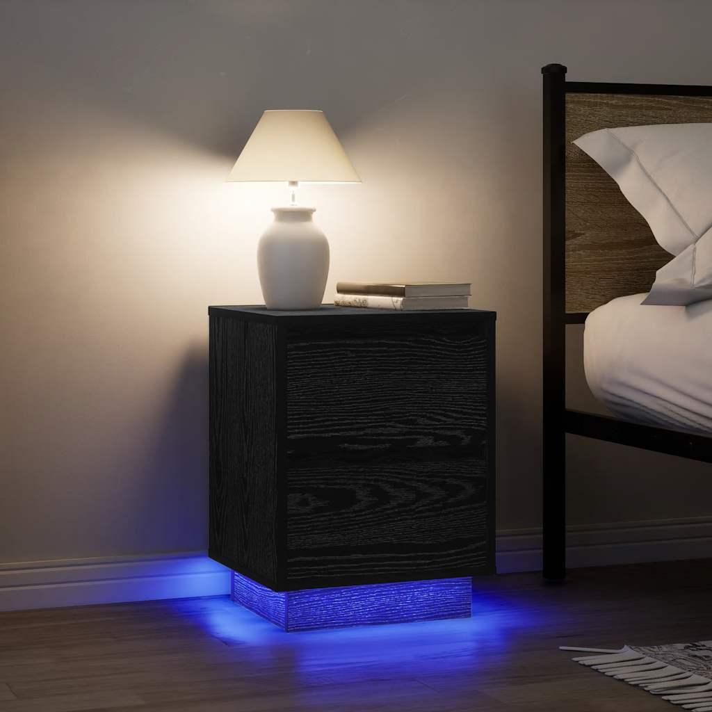 Sengeskab Med Led-Lys 38X34X - 2 / Sort / 50 cm