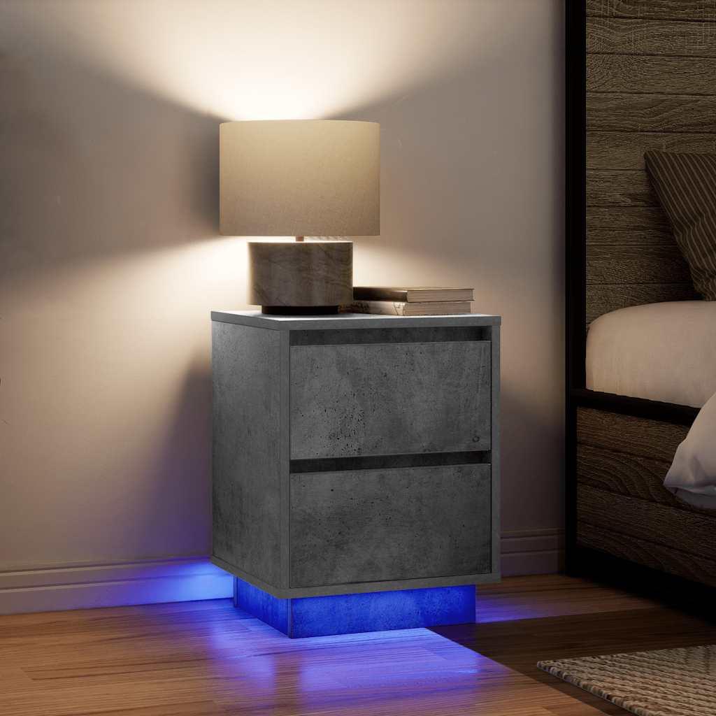 Sengeskab Med Led-Lys 38X34X - 2 / Betongrå / 50 cm