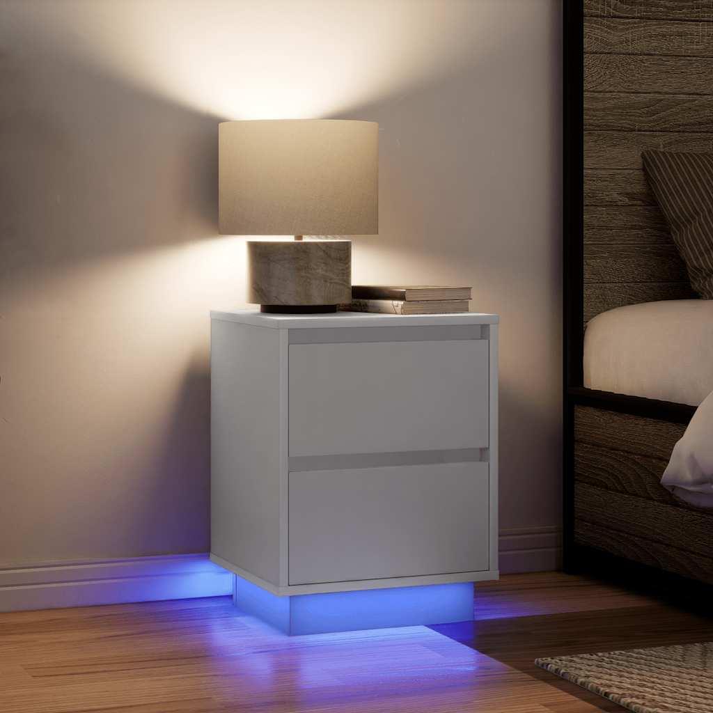 Sengeskab Med Led-Lys 38X34X - 2 / Hvid / 50 cm