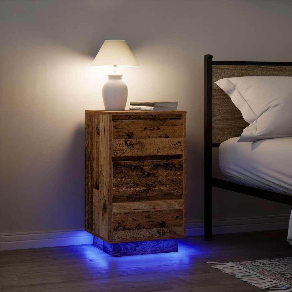 Sengeskab Med Led-Lys 38X34X - 1 / Gammelt træ / 65 cm