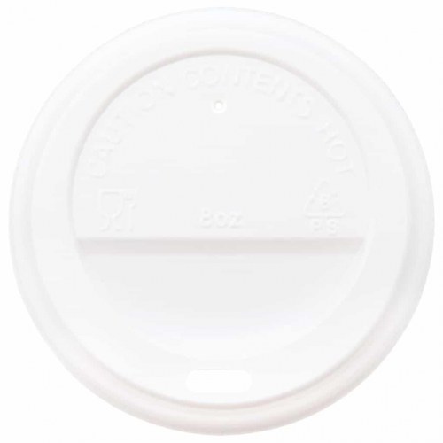 Papirkoplåg til 8 oz papirkopper Ø80 mm - hvid 1000 stk.