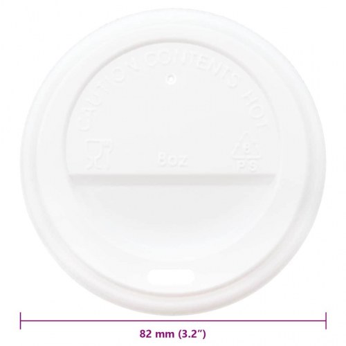 Papirkoplåg til 8 oz papirkopper Ø80 mm - hvid 1000 stk.