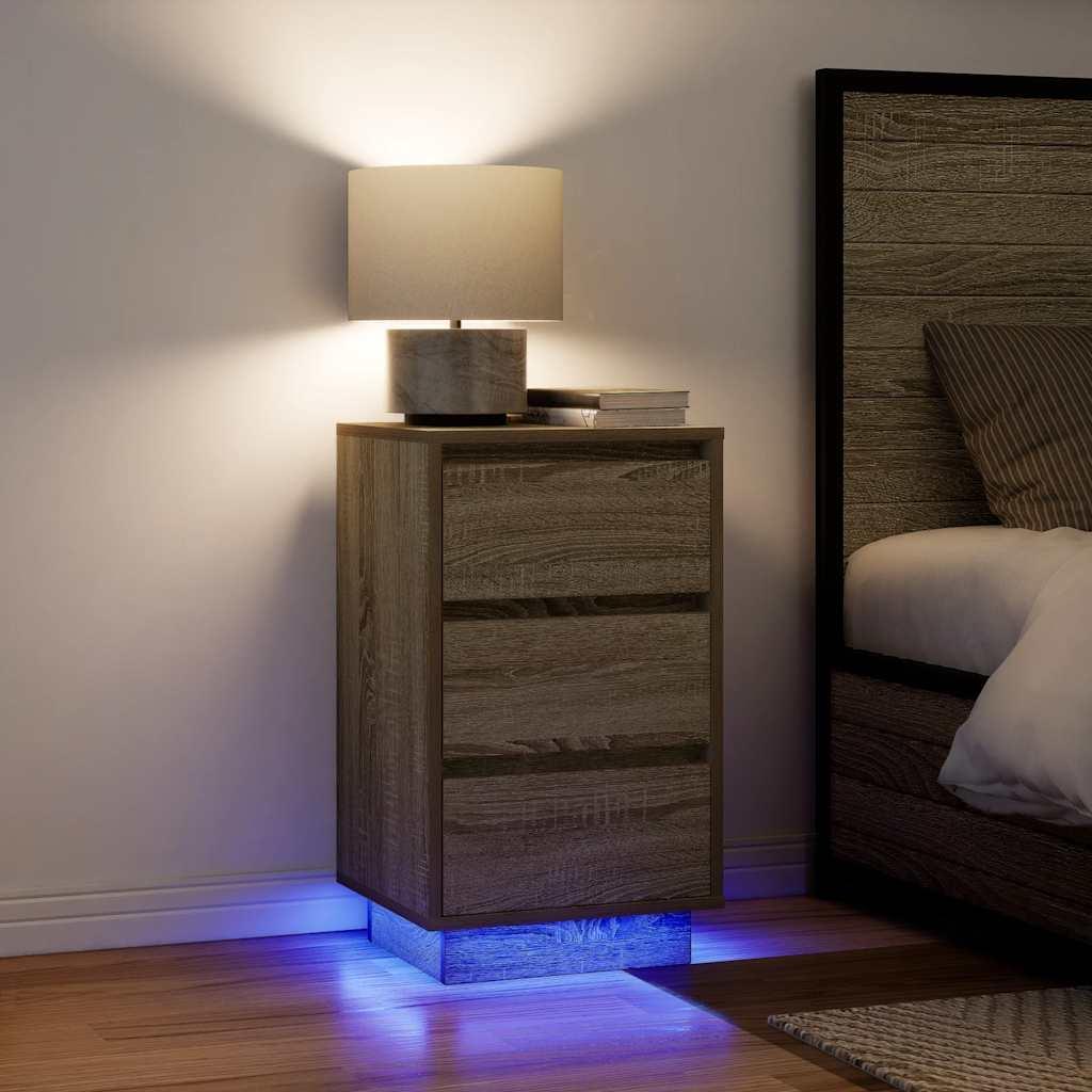 Sengeskab Med Led-Lys 38X34X - 1 / Sonoma-eg / 65 cm