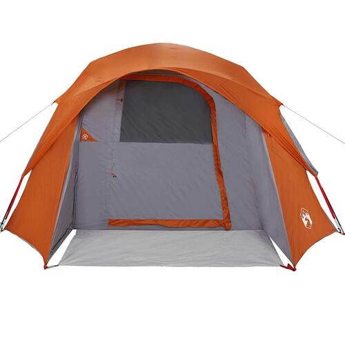 4-personers campingtelt vandafvisende grå og orange