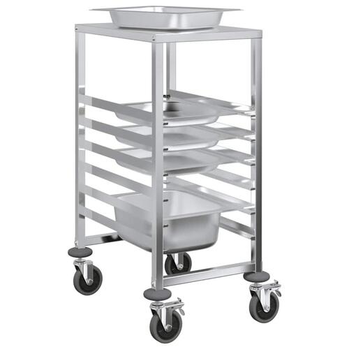 Bakkevogn med 6 GN beholdere 39x55x87 cm rustfrit stål