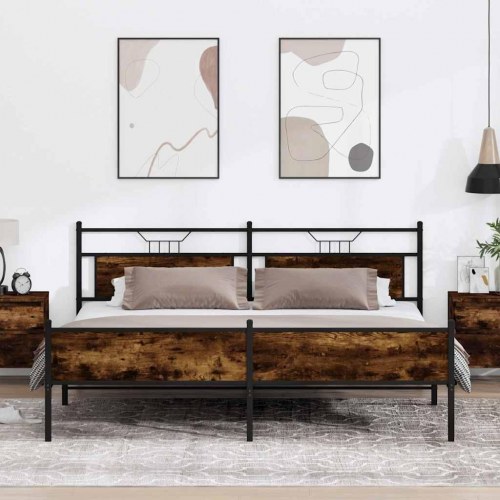 Sengeramme uden madras 193 x 203 cm - røget egetræsfarve