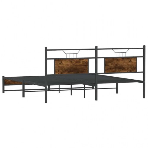 Sengeramme 160x200 cm - konstrueret træ i røget eg med stålstel