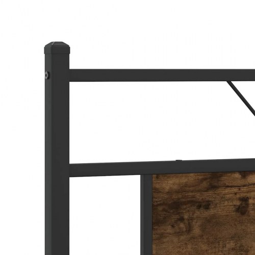 Sengeramme 160x200 cm - konstrueret træ i røget eg med stålstel