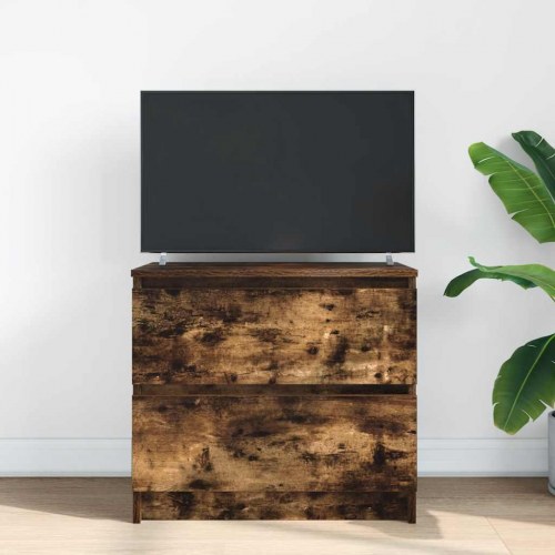 TV-bord med 2 skuffer 60 x 35 x 54 cm - røget egetræsfarve