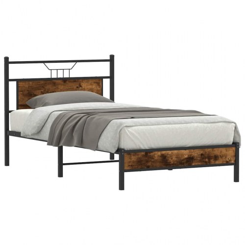 Sengeramme uden madras med sengegavl 107 x 203 cm - røget eg