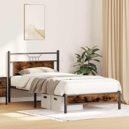 Sengeramme uden madras med sengegavl 107 x 203 cm - røget eg