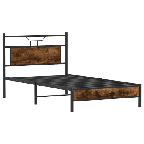 Sengeramme uden madras med sengegavl 107 x 203 cm - røget eg