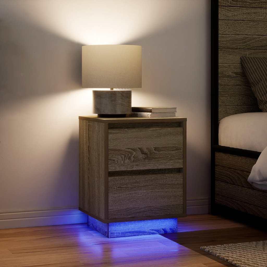 Sengeskab Med Led-Lys 38X34X - 2 / Sonoma-eg / 50 cm