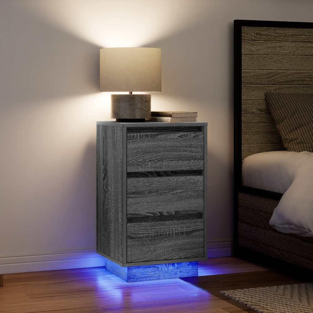 Sengeskab Med Led-Lys 38X34X - 1 / Grå sonoma-eg / 65 cm