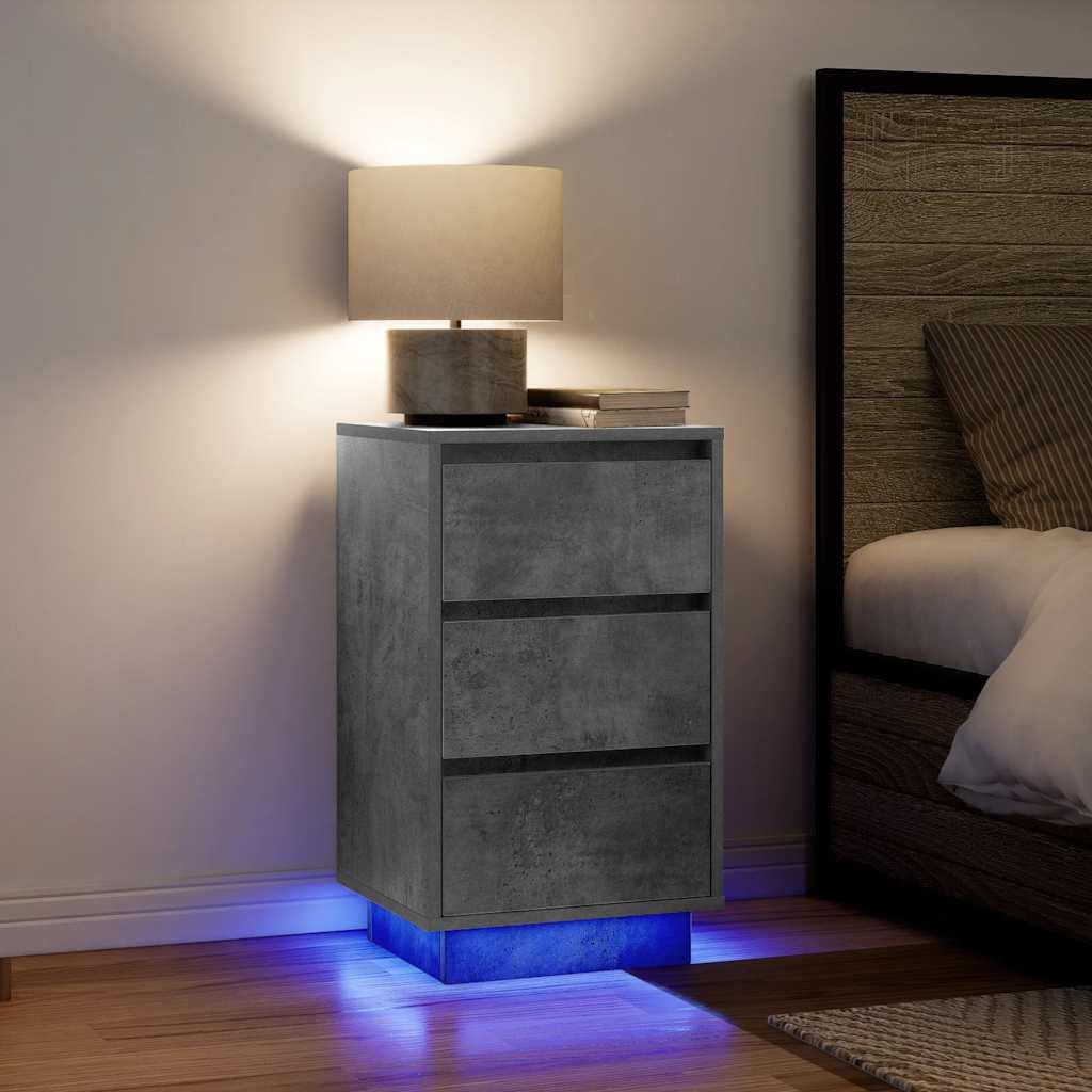 Sengeskab Med Led-Lys 38X34X - 1 / Betongrå / 65 cm