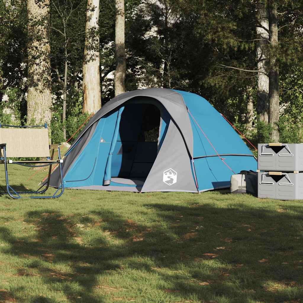4-personers campingtelt - vandafvisende kabinetelt, blå