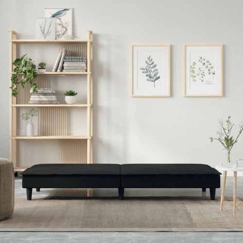 Sovesofa i stof og kunstlæder - sort