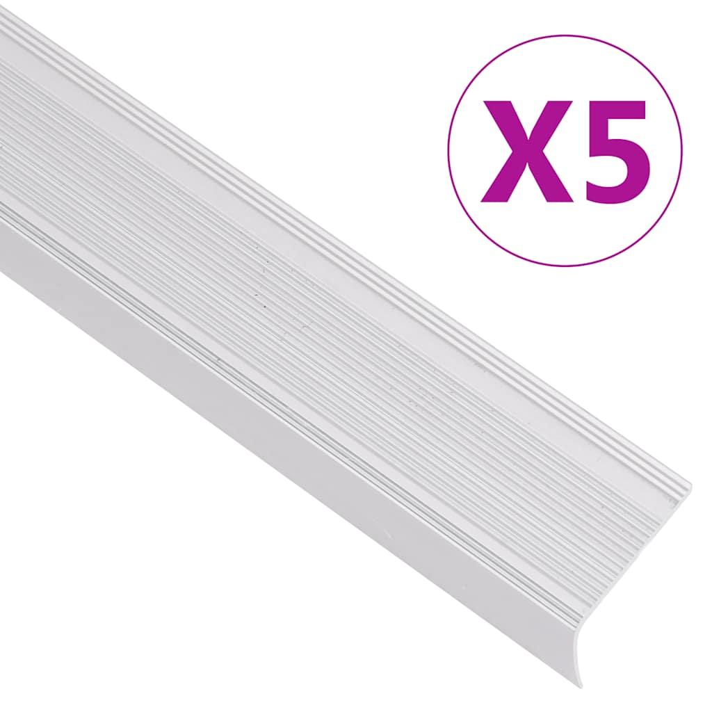 Trappelister 5 stk. L-facon 100 cm aluminium sølvfarvet