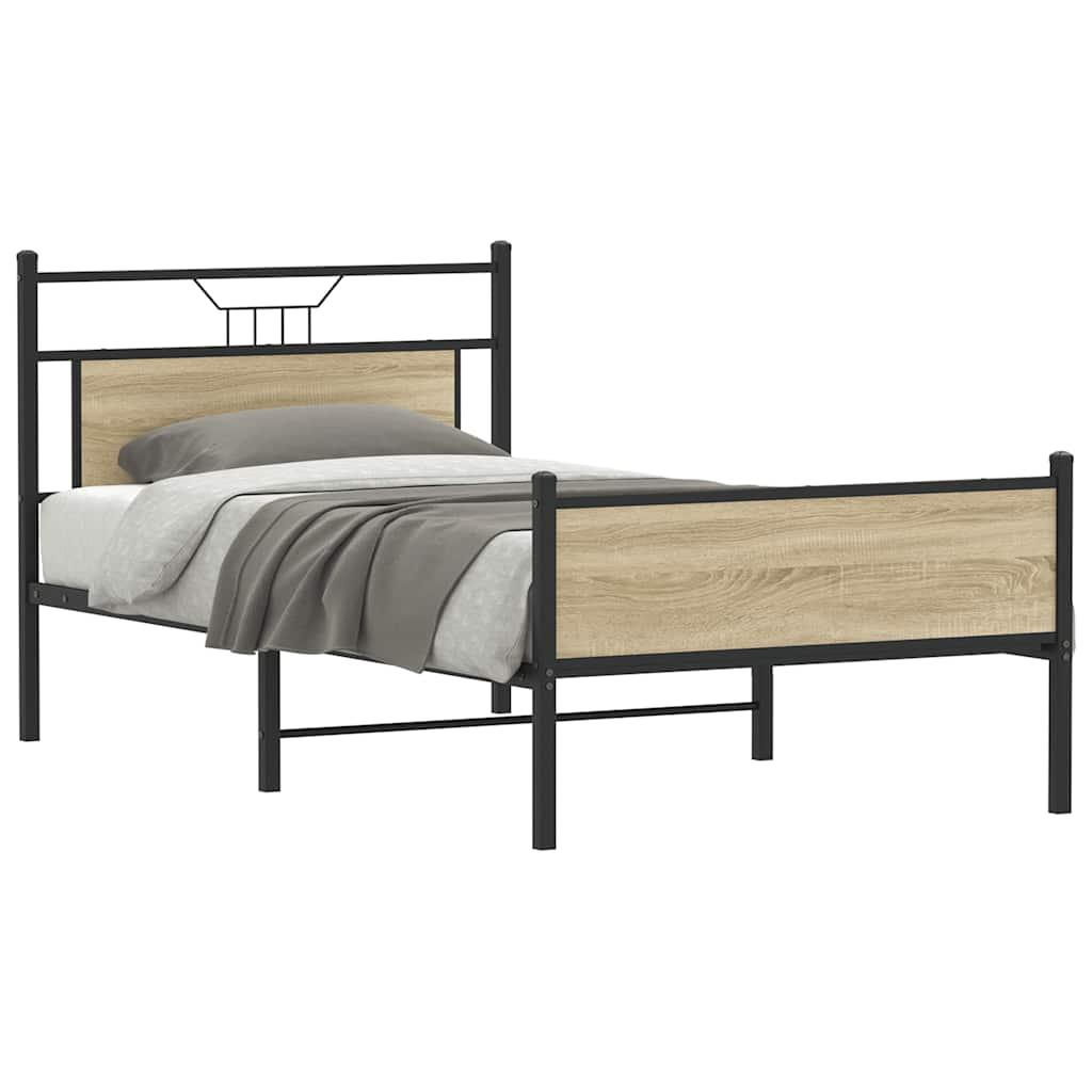 Sengeramme uden madras 107x203 cm konstrueret træ sonoma-eg