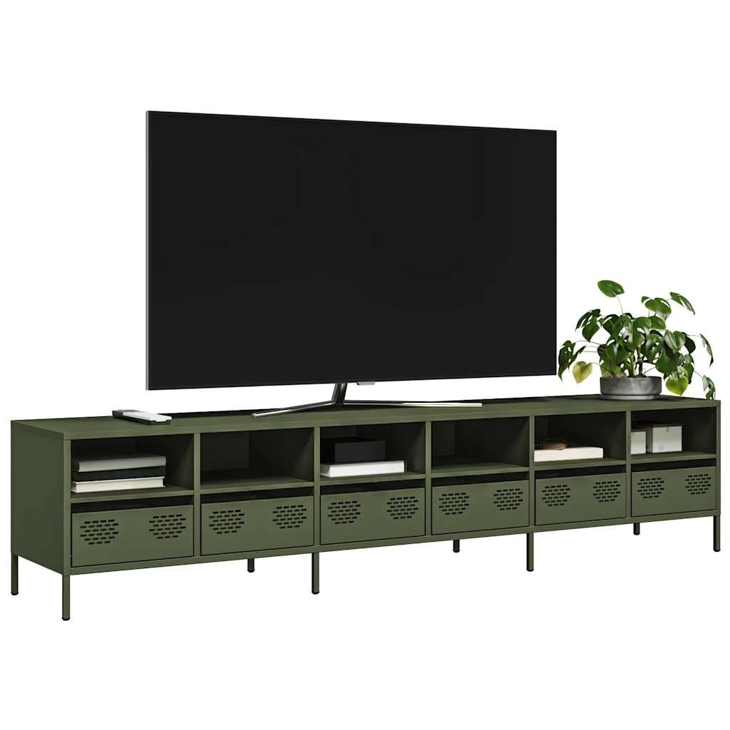 Tv-Bord 68X39X43,5 Cm Koldvalset Stål - 202 cm / Olivengrøn