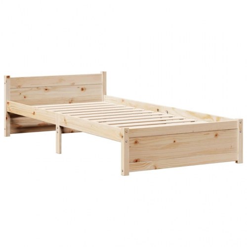 Sengeramme med sengegavl 75 × 190 cm - massivt fyrretræ, hylder