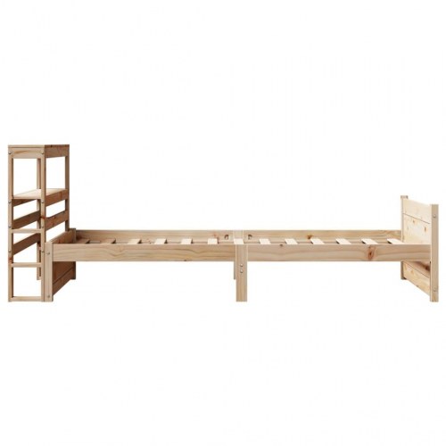 Sengeramme med sengegavl 75 × 190 cm - massivt fyrretræ, hylder