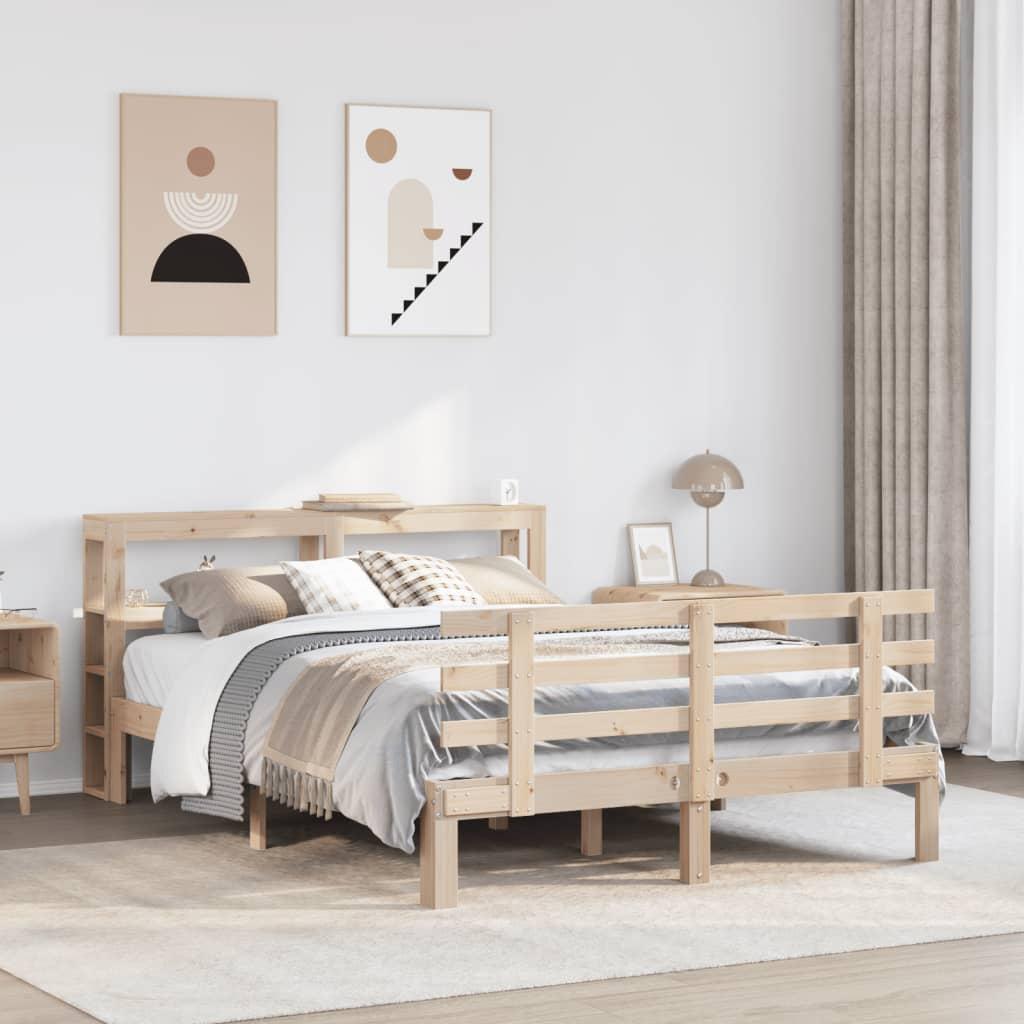Sengeramme med sengegavl 160x200 cm massivt fyrretræ