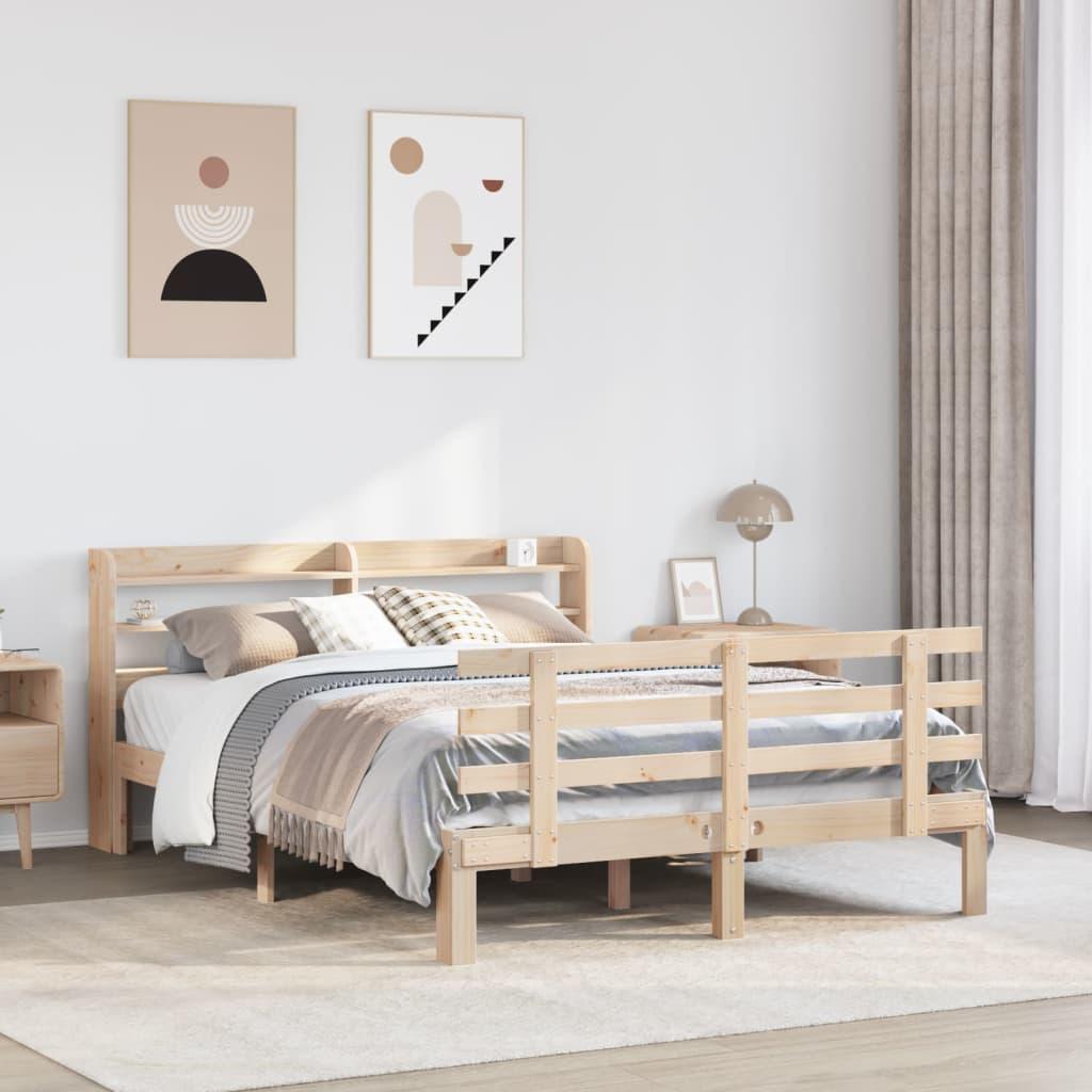 Sengeramme Med Sengegavl Massivt Fyrretræ - Brun / 140 x 190 cm