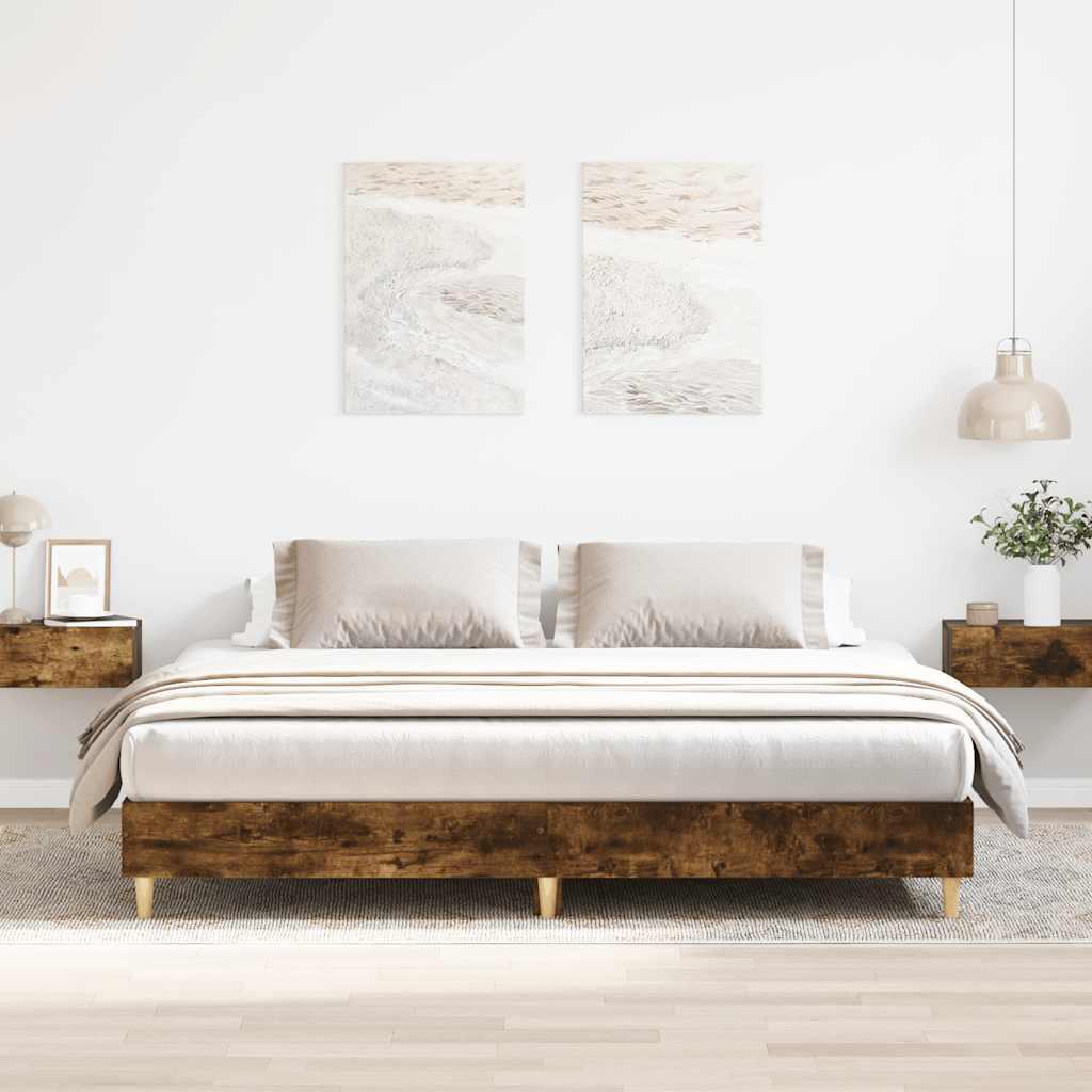 Sengestel uden madras 180x200 cm konstrueret træ røget eg