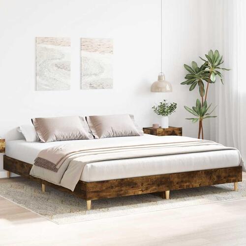 Sengestel uden madras 180x200 cm konstrueret træ røget eg