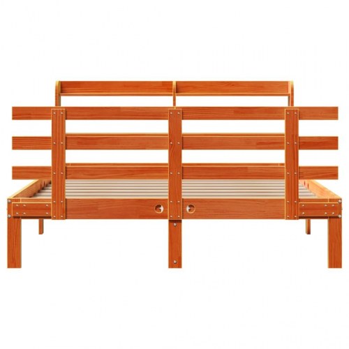 Sengeramme med sengegavl 120x200 cm massivt fyrretræ gyldenbrun