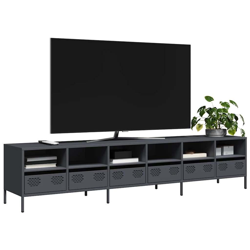Tv-Bord 68X39X43,5 Cm Koldvalset Stål - 202 cm / Antracitgrå