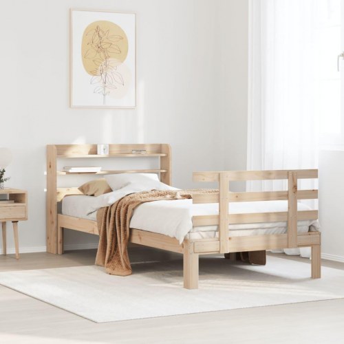 Sengeramme med sengegavl 90 x 200 cm i massivt fyrretræ