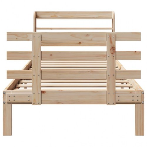 Sengeramme med sengegavl 90 x 200 cm i massivt fyrretræ