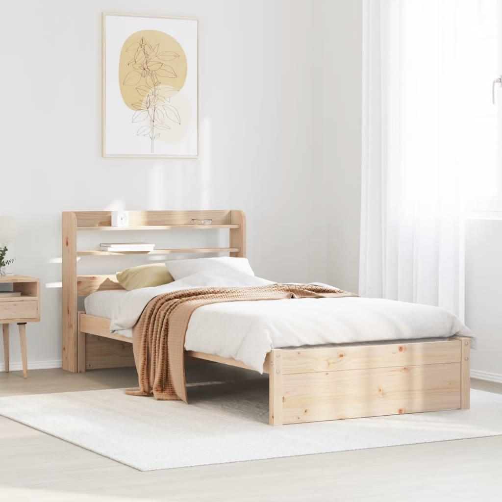 Sengeramme Med Sengegavl Massivt Fyrretræ - Brun / 75 x 190 cm