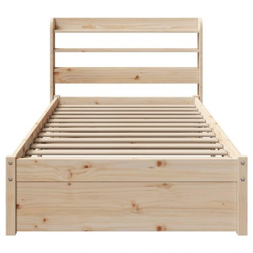 Sengeramme med sengegavl 75 x 190 cm - massivt fyrretræ