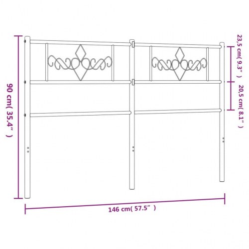 Sengegavl 140 cm metal sort