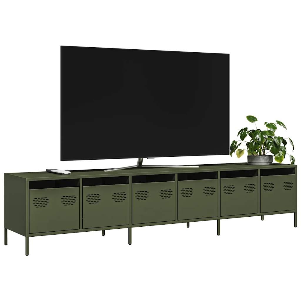Tv-Bord 135X39X43,5 Cm Koldvalset Stål - 202 cm / Olivengrøn